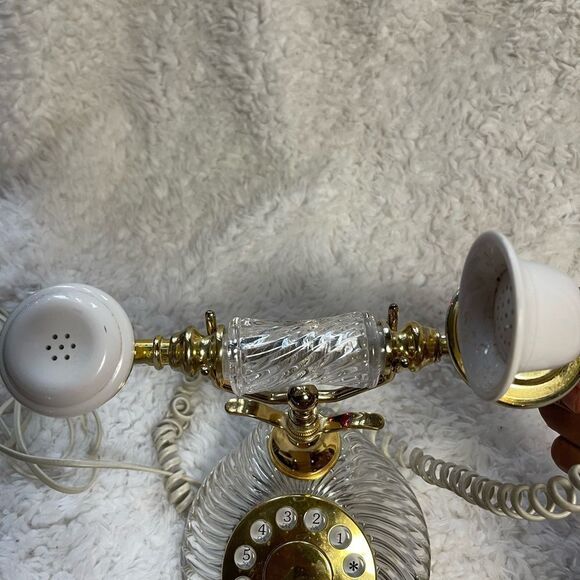 Hentak Limited Vintage crystal look phone, Rotary telephone, Gold &Clear . - Picture 10 of 13